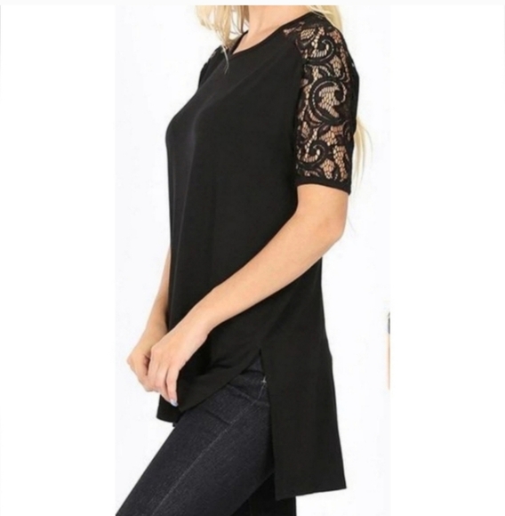 🍁🍂Zenana LUXE RAYON LACE SLEEVE TOP 2x - Picture 1 of 6